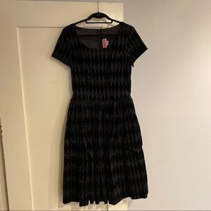 1920s Black on Black Velvet Pinup Dress - Size L